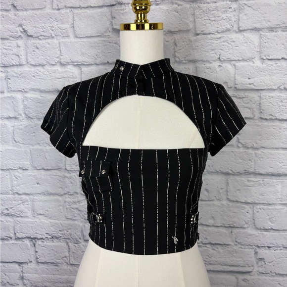 I.AM.GIA Fran Pinstripe Cutout Top XS - Picture 5 of 7